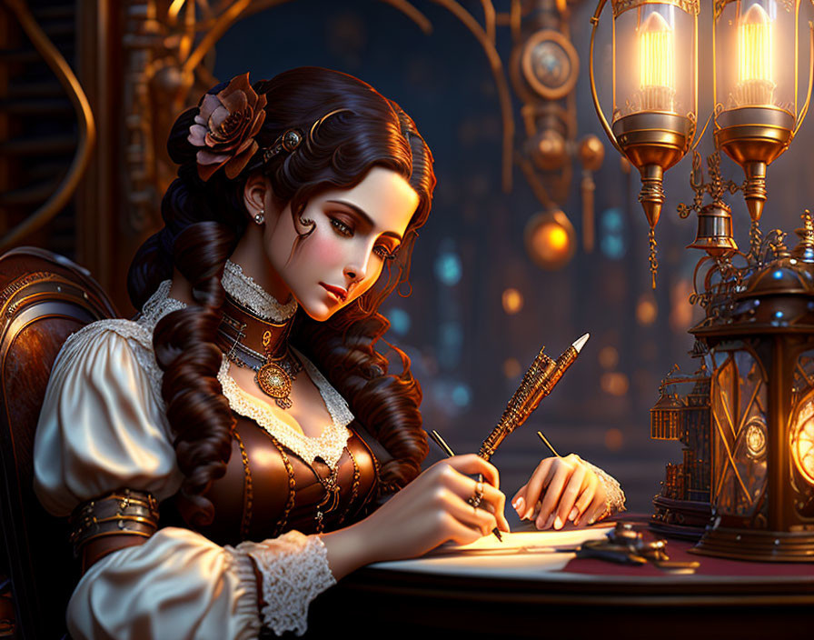 writing a letter to her beloved
