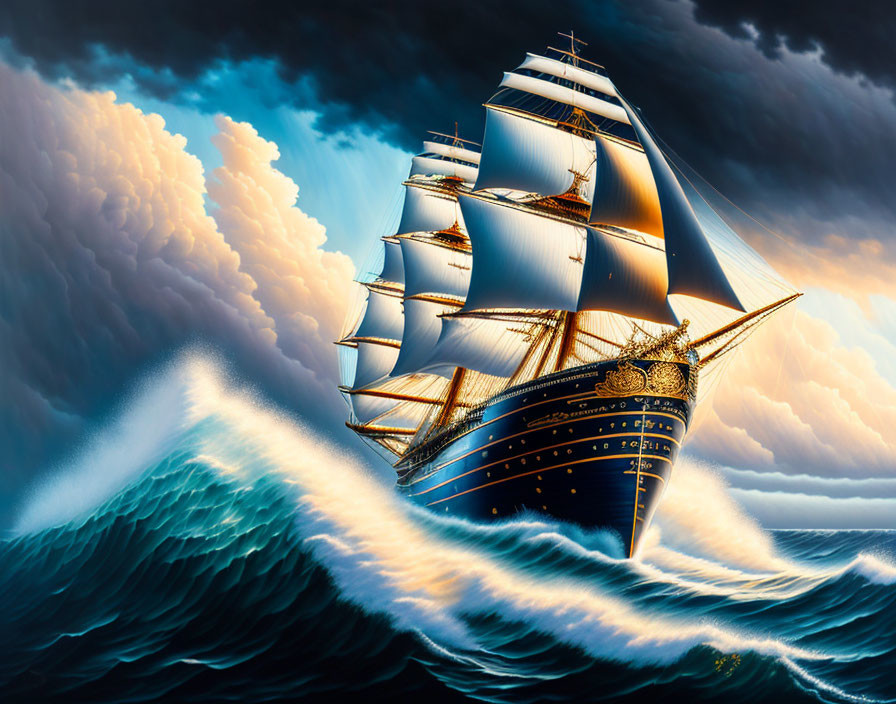 sailing through stormy ocean