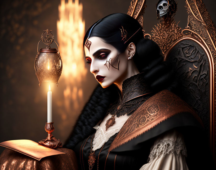 A Gothic Lady reading a letter