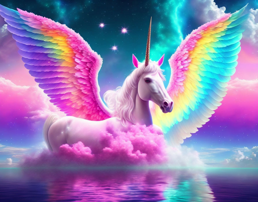 The Unicorn with Rainbow Wings