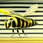 Detailed Digital Illustration of a Honeybee on Striped Background