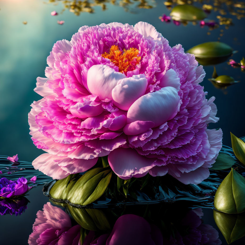 peony in pond