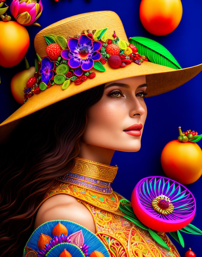 Girl with exotic fruits