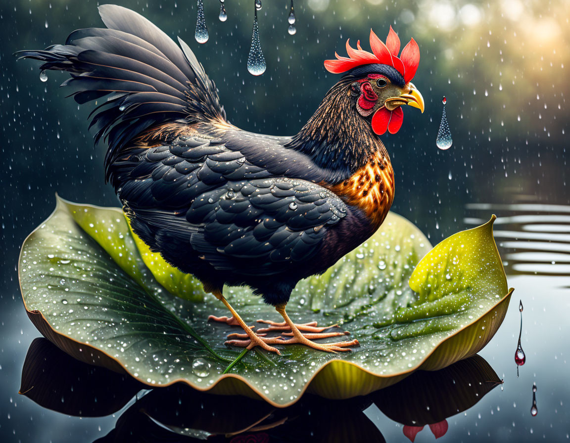 Chicken in rain