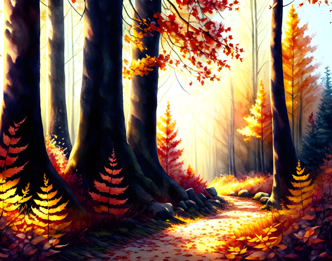 Autumn trees in wood
