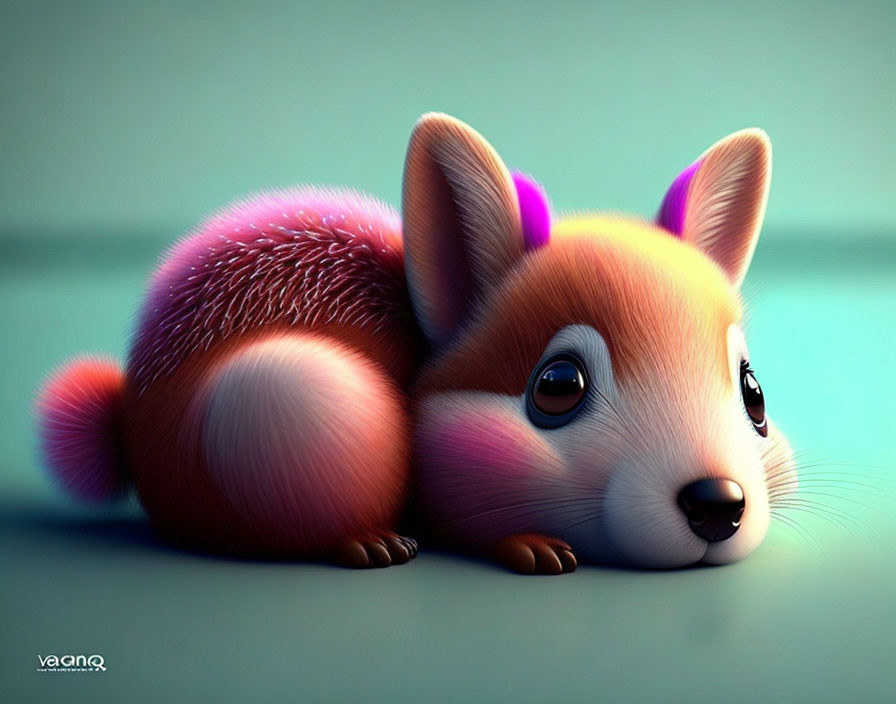 Stylized cute animal with fluffy tail and pastel colors