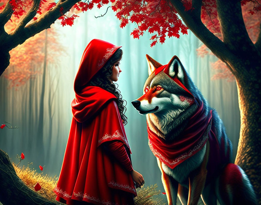 little red riding hood woman with wolf