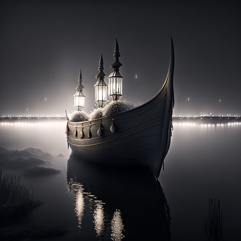 A ship at night
