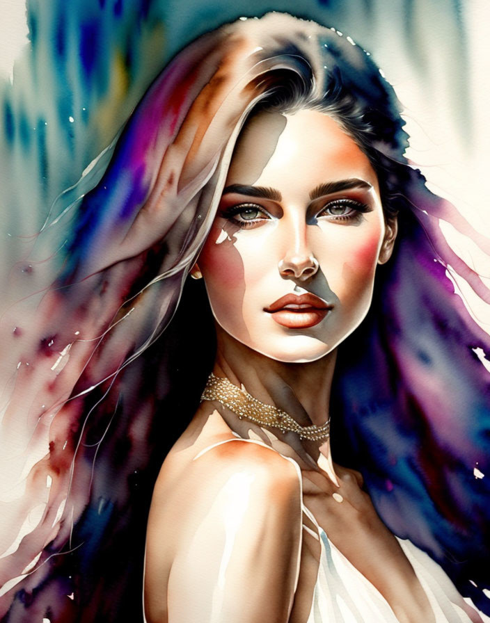 woman face watercolor