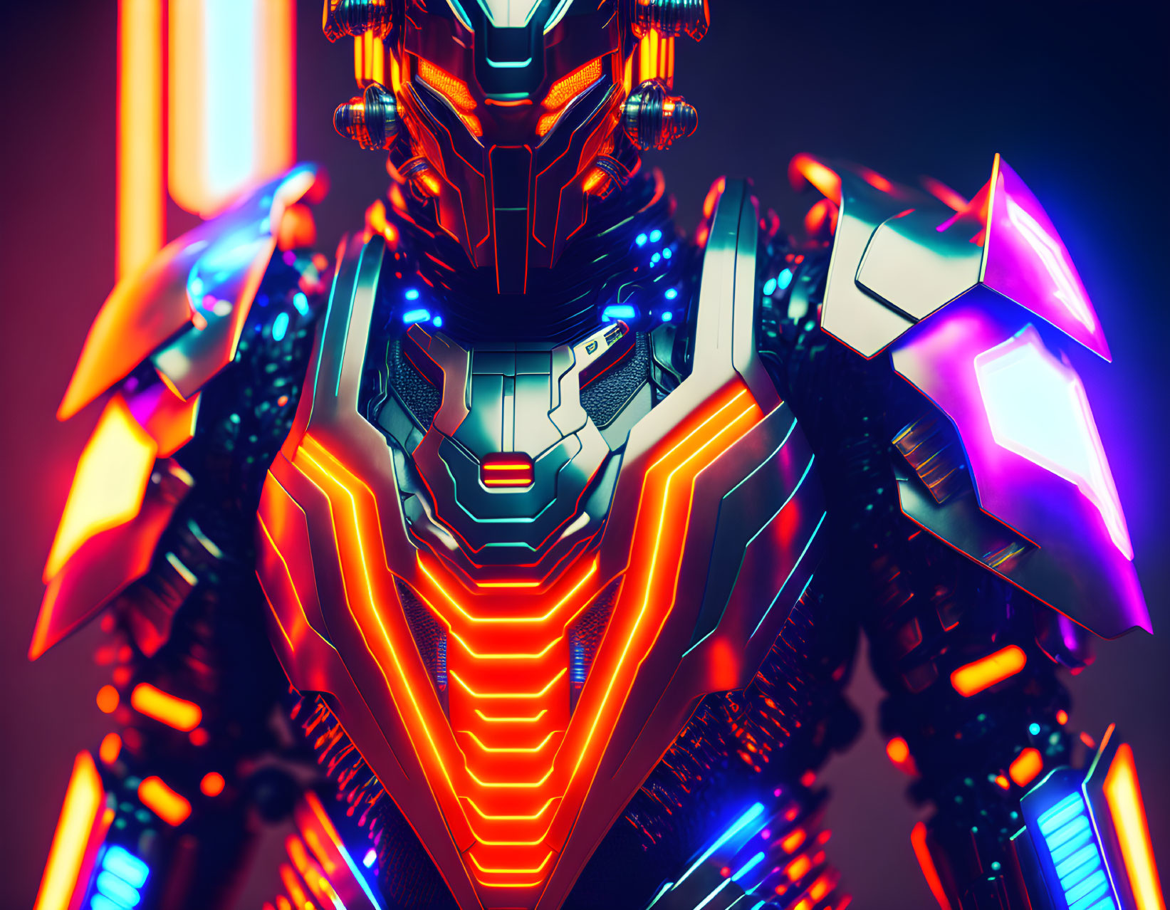 A humanoid armored futuristic cybernetic samurai