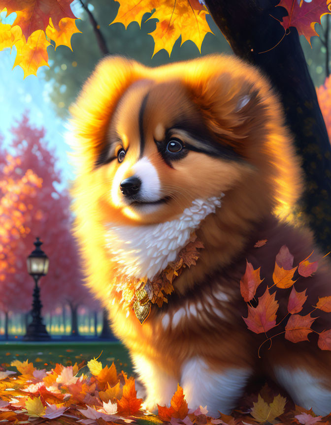 ≈❀◕<>◕❀≈ puppy in the autumn park