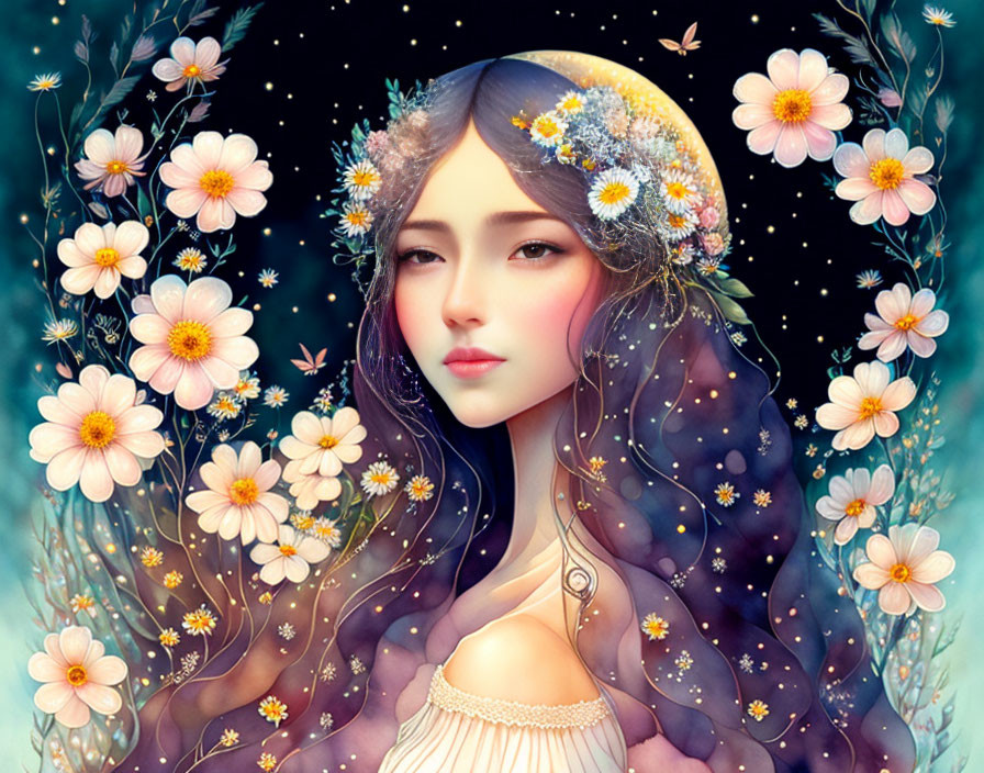 ≈❀◕<>◕❀≈  Woman with daisies