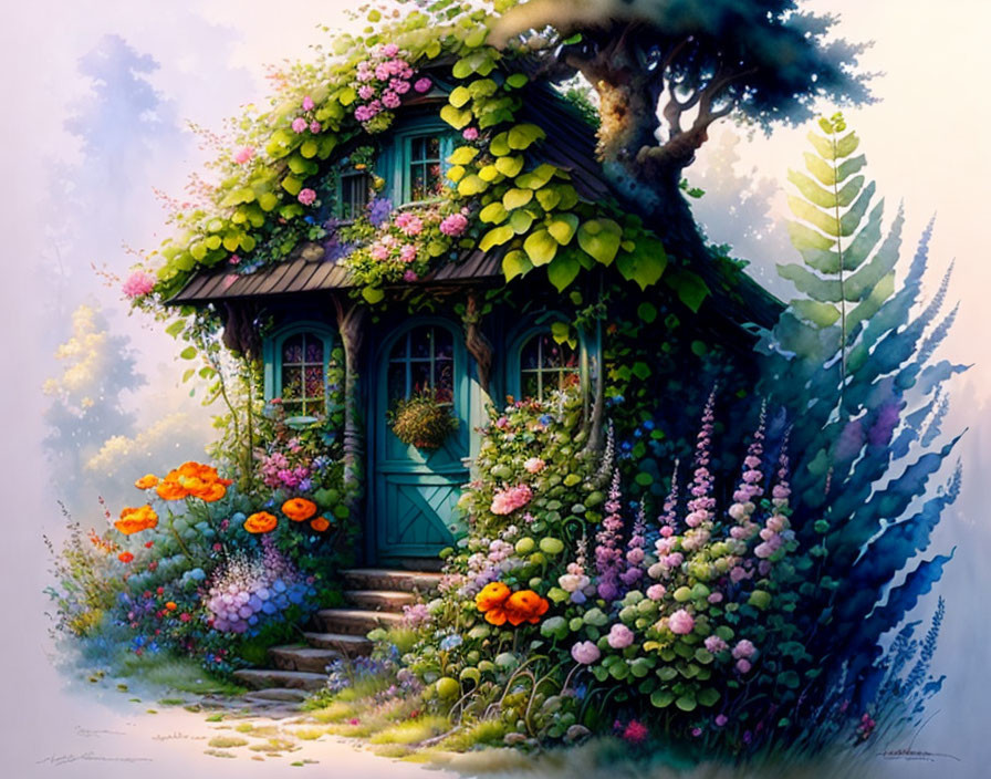 ≈❀◕<>◕❀≈  House with flowers by Thoma
