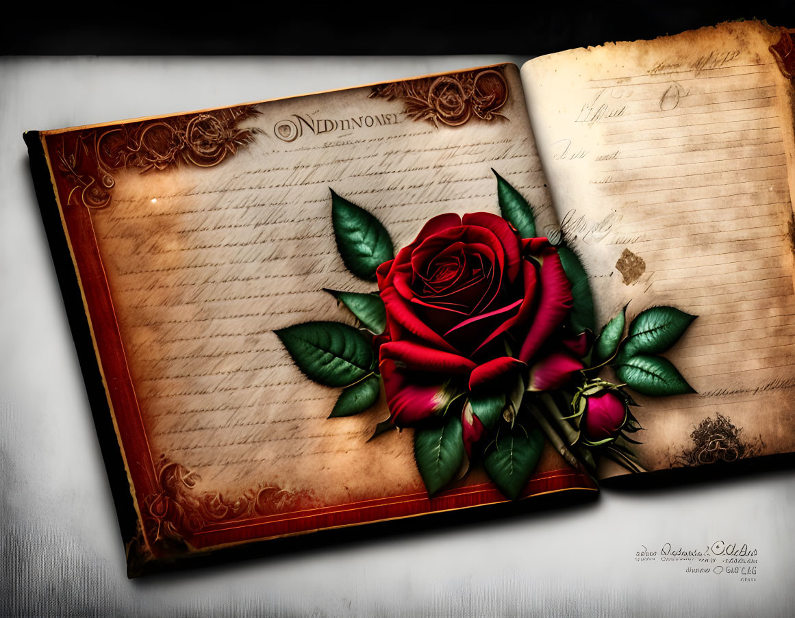 ≈❀◕<>◕❀≈  painting. Rose in a notebook