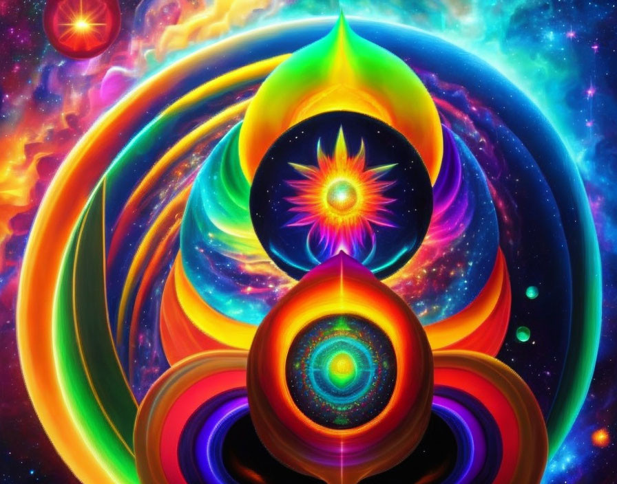 Colorful Swirling Patterns in Psychedelic Nebula Art