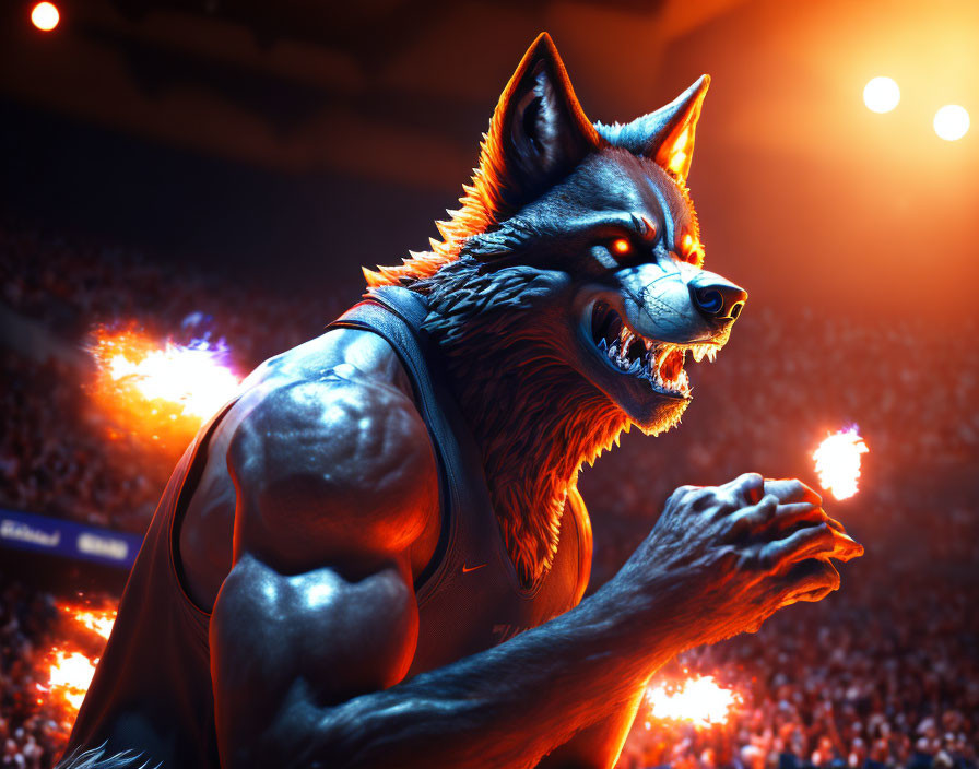 Werewolf playing basketball