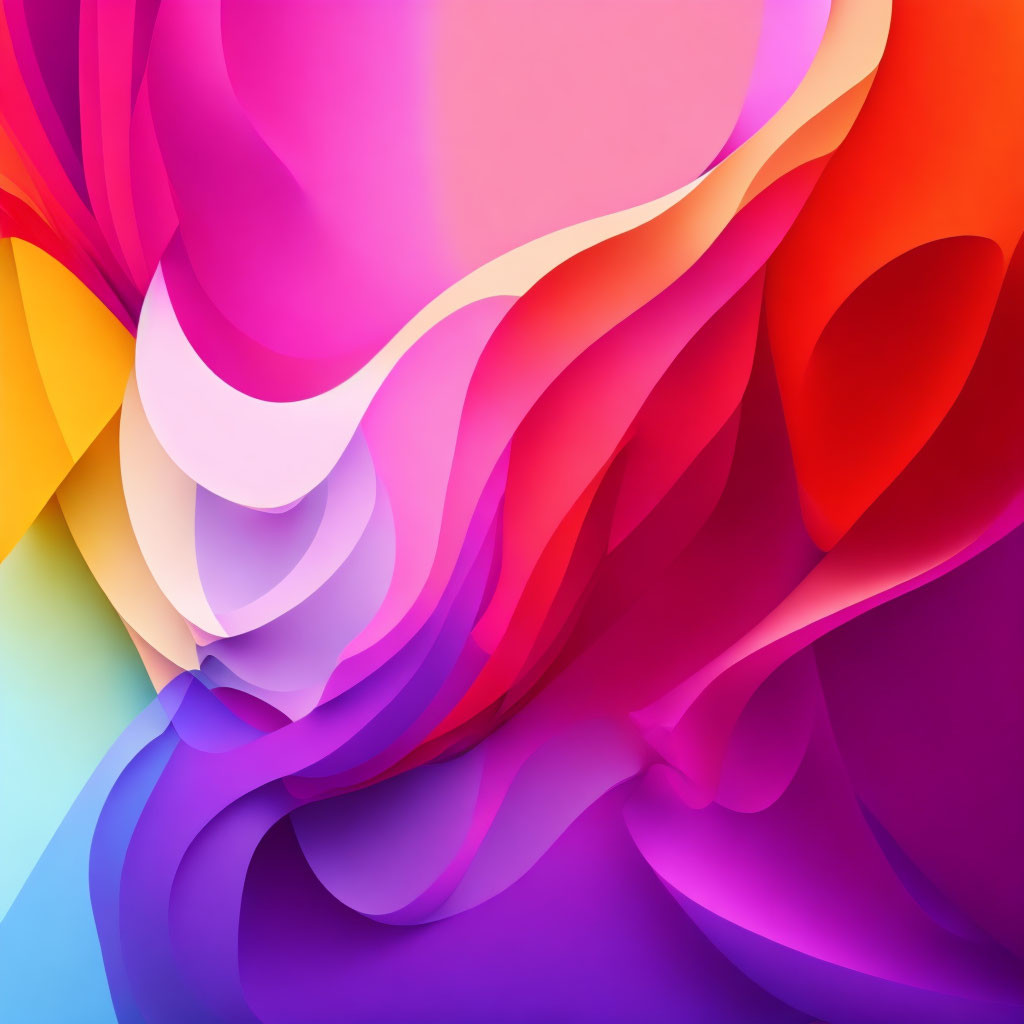Colorful Abstract Wallpaper with Flowing Layers in Pink, Orange, Blue, and Purple