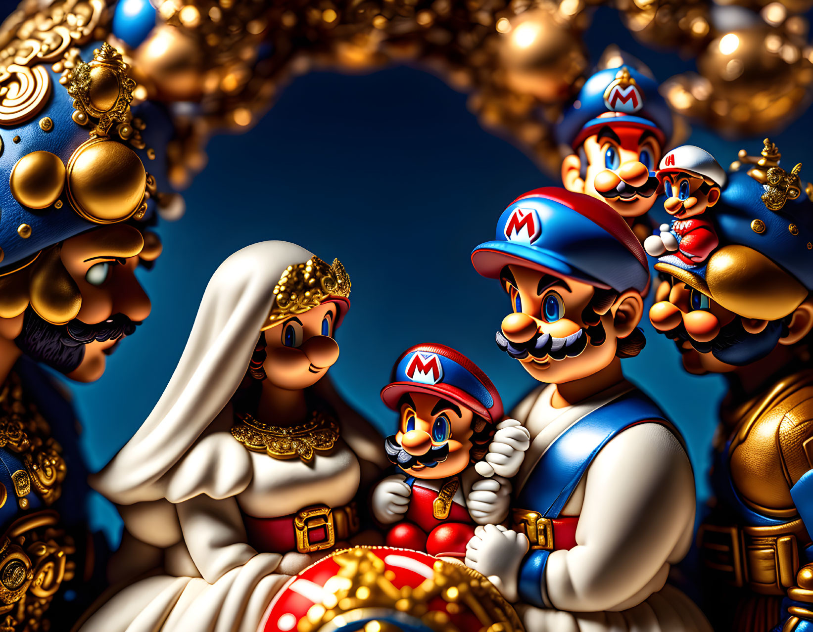 the holy family with super mario bros theme