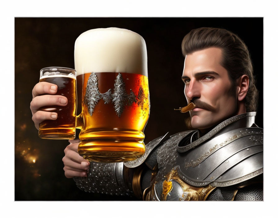 German Knight with a Beer Beer Glas 