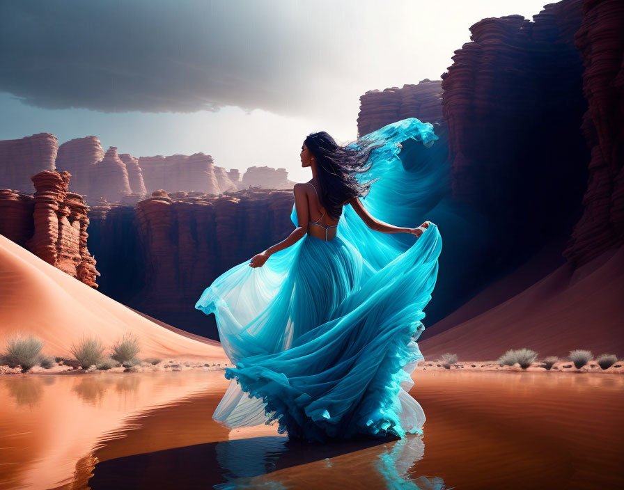 Artisticwoman dancing, flowing veils