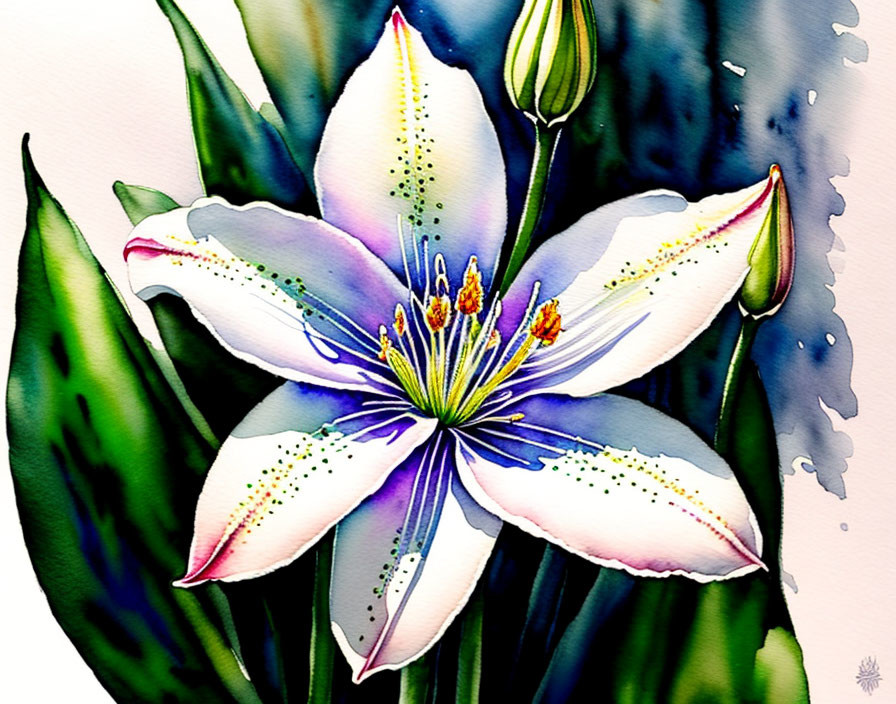 drawing of white lily flowers
