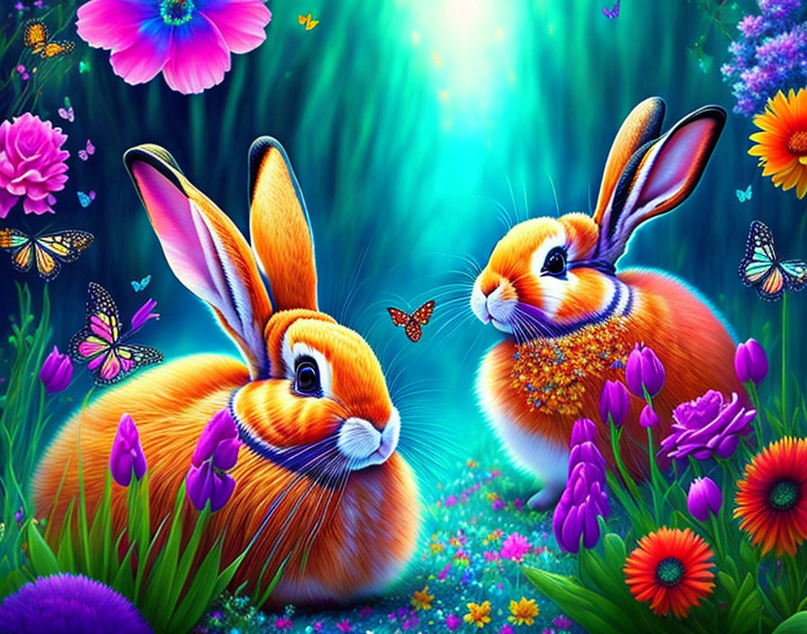 Colorful rabbits