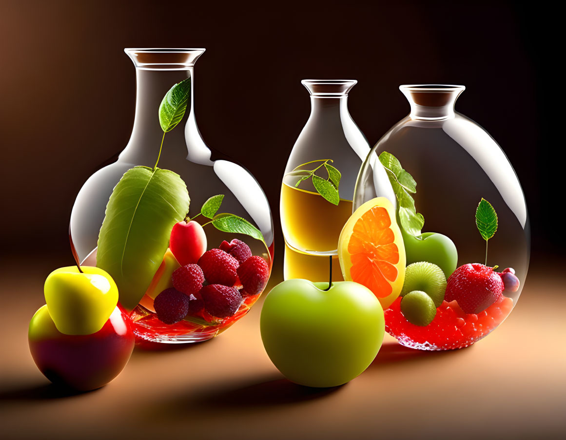 Fruits and glass