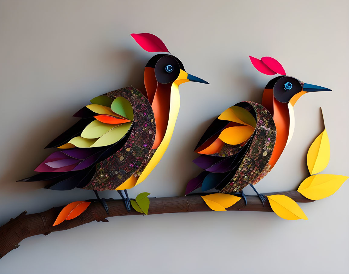 Two birds on a a branch.