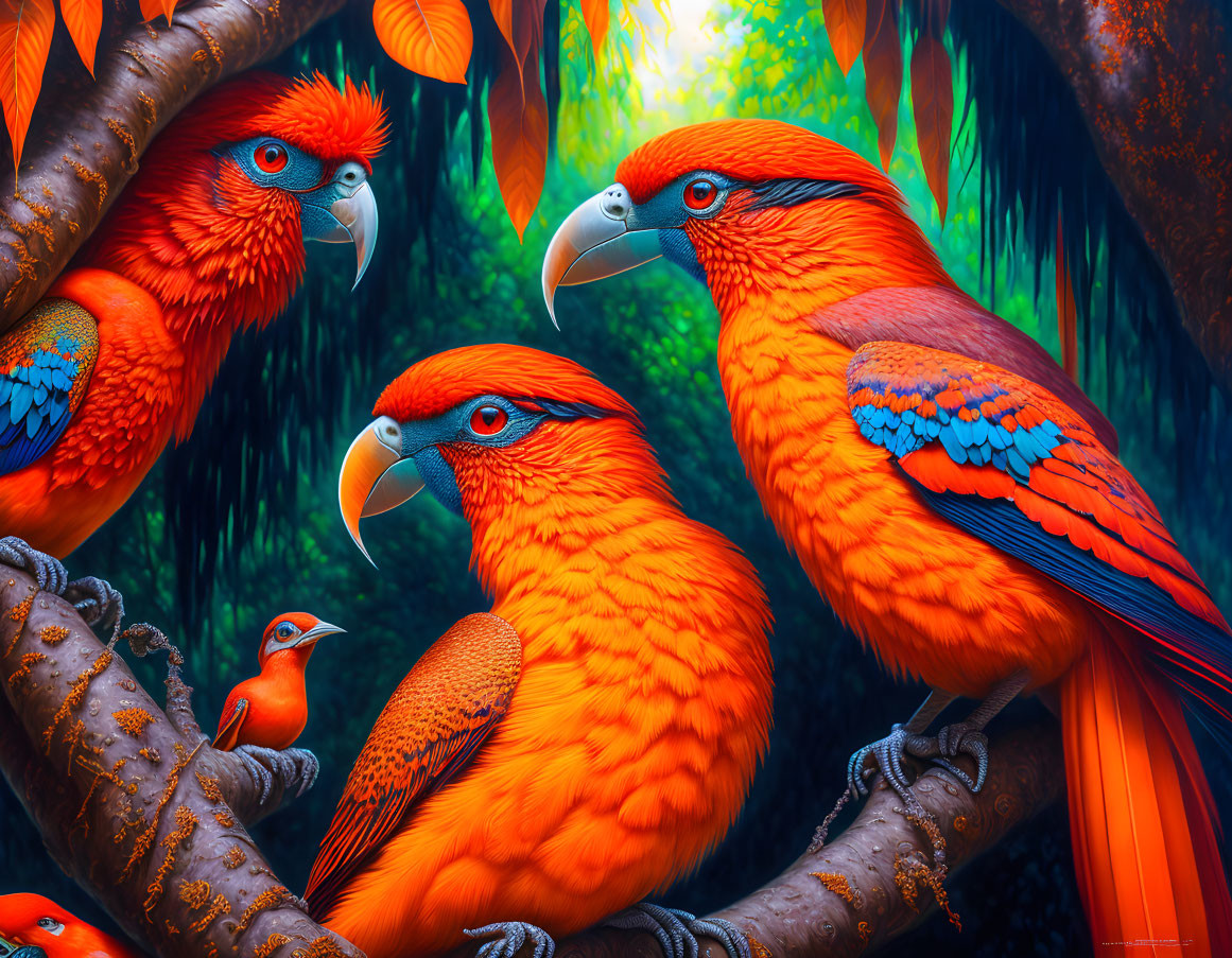 Red and Orange Birds