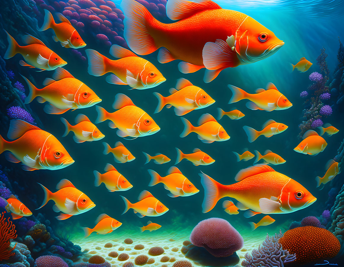 Red and orange fishes