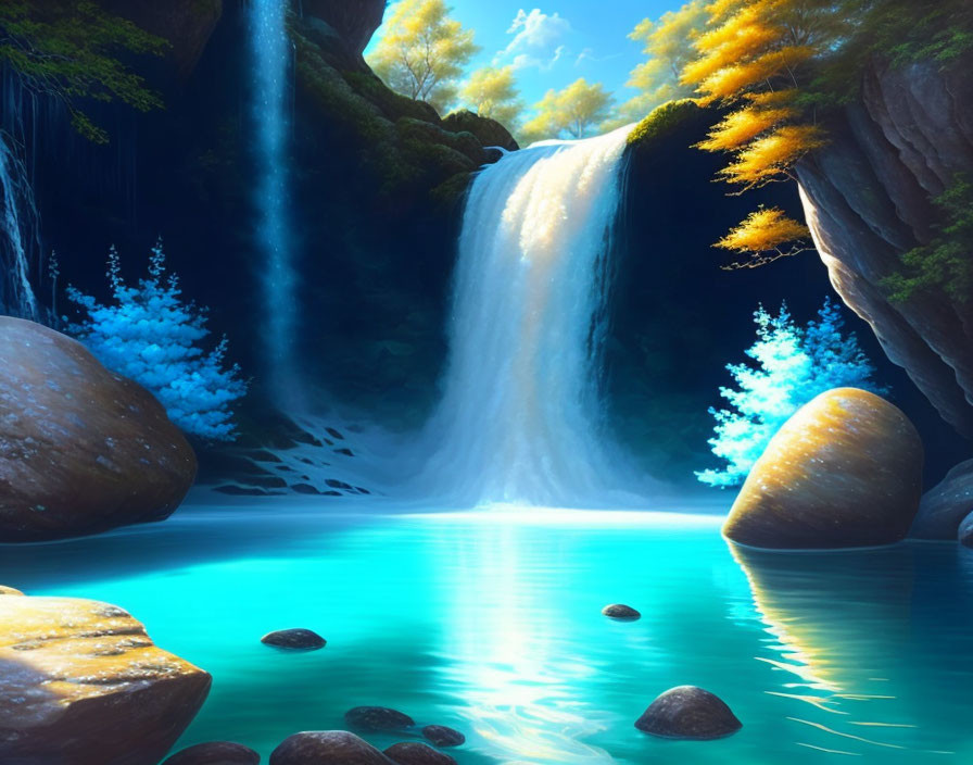 a waterfall landscape