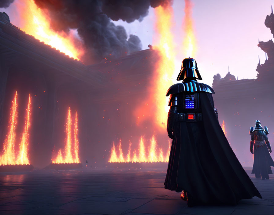 The burning of the Jedi Temple, by futuristic Mone