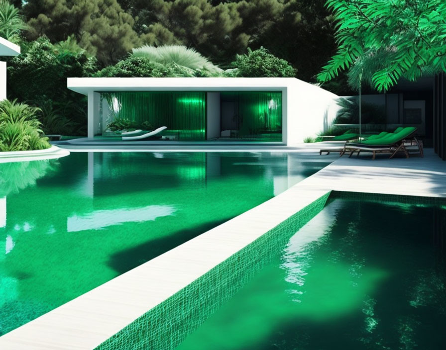 Emerald green modern pool house