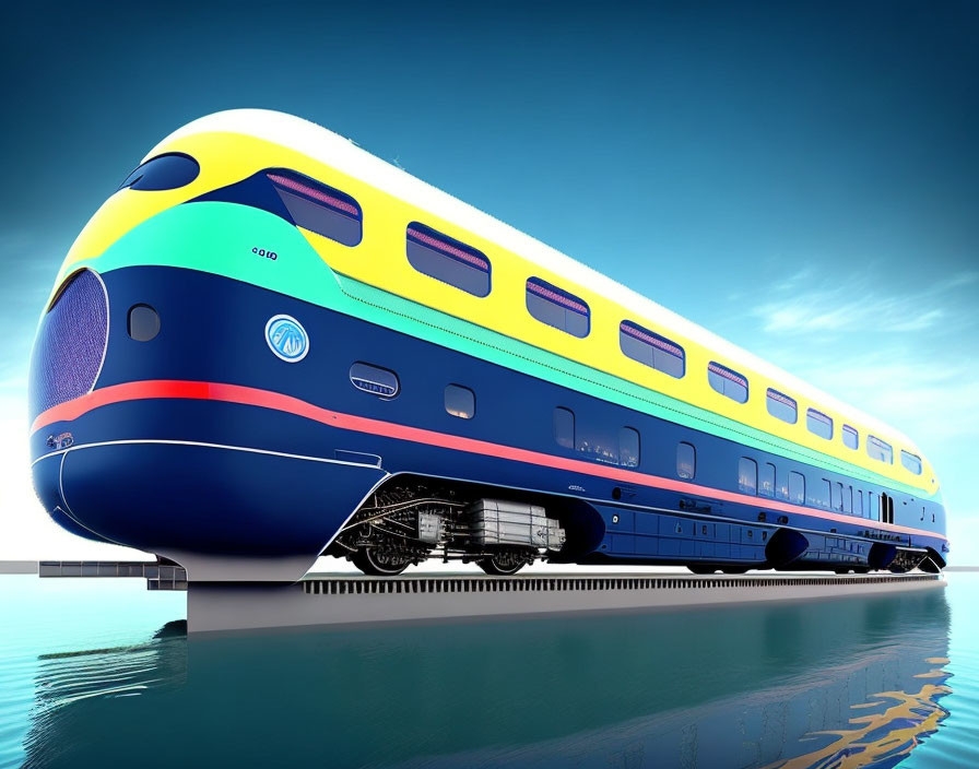 Cool future fly ocean double decker train