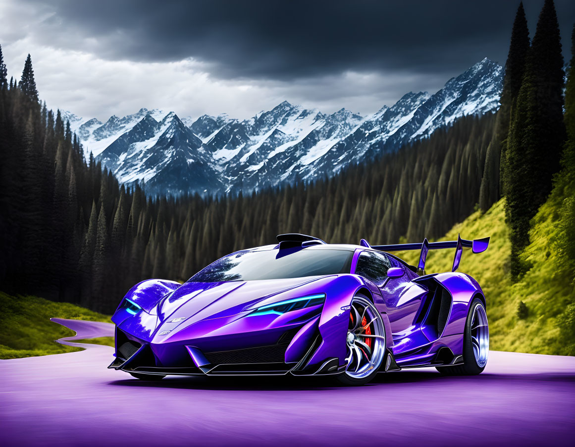 Purple blue diamond cool sports car