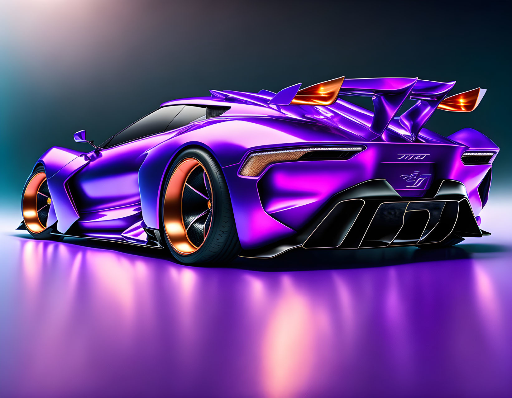 Shiny purple diamond future sports car