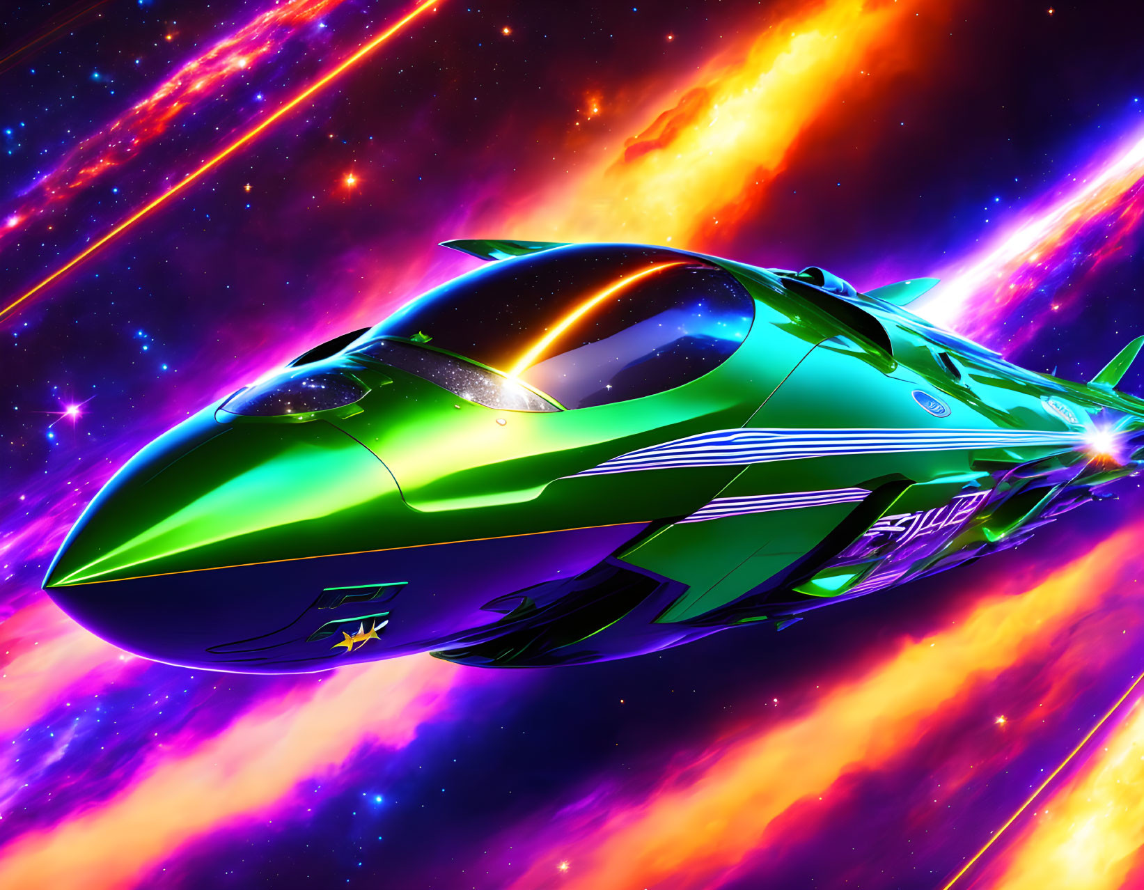 Space super emerald star jet