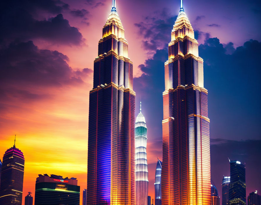 Beautiful night twin tower