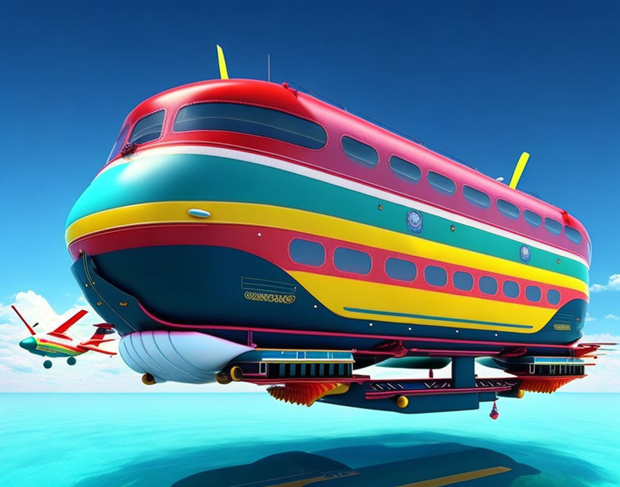 Water ice helicopter double decker flying train 