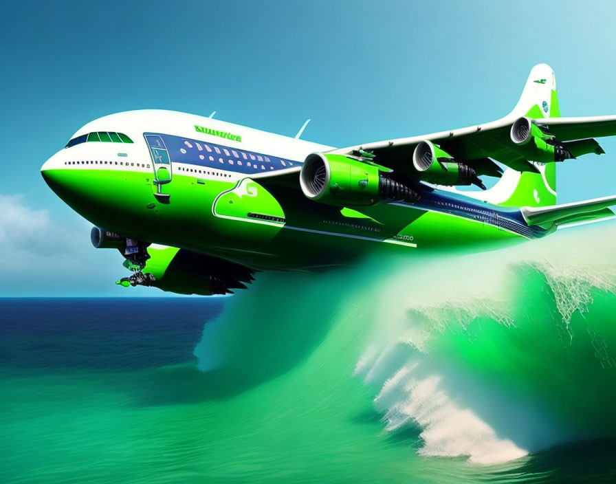 Double decker green airplane