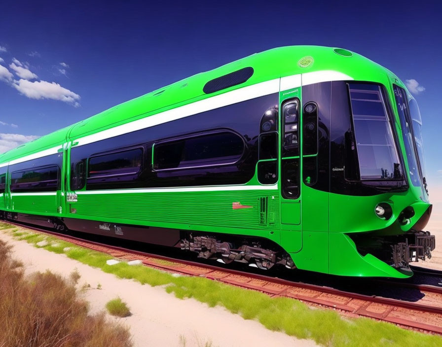 Cool future emerald green express train