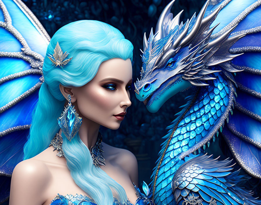 Blue Fairy and Dragon 