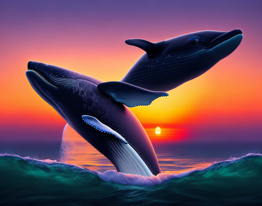 whale in a sunset