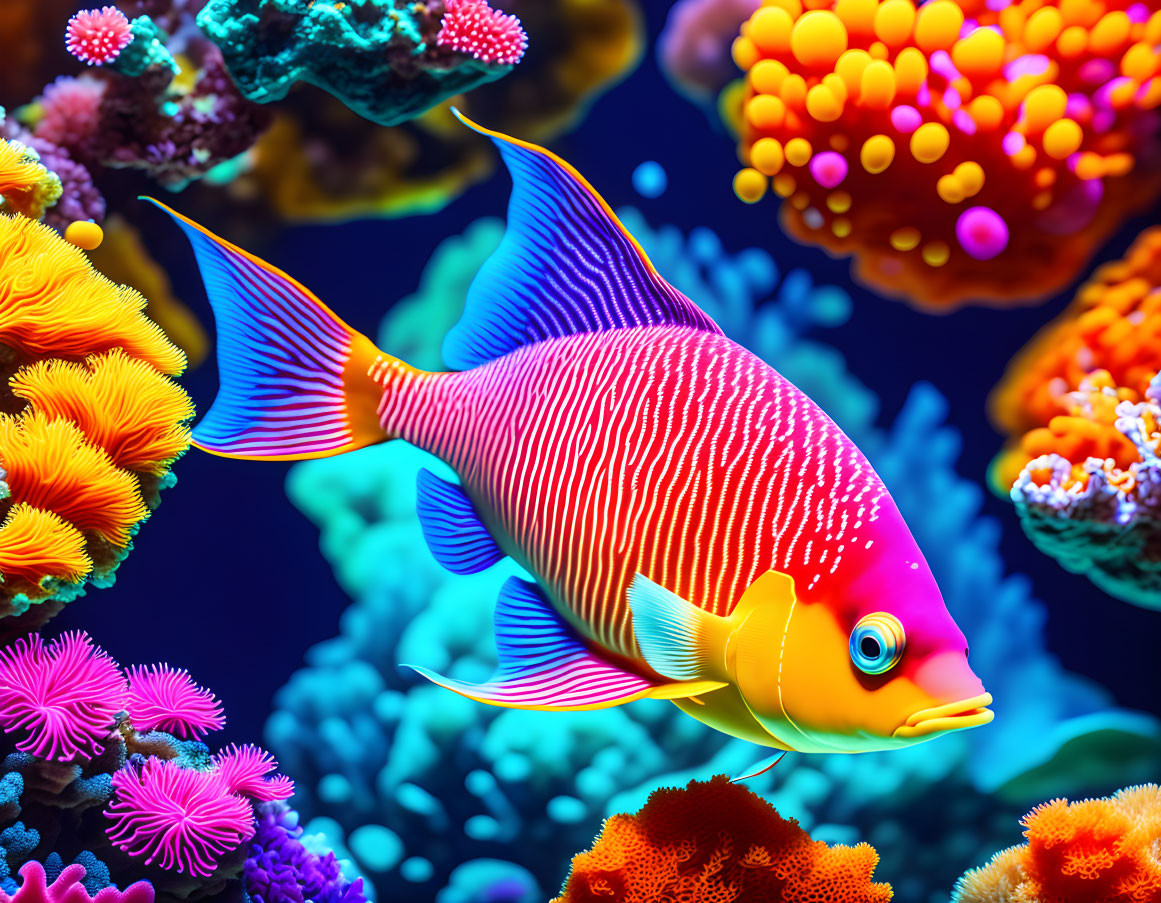 Colorful Tropical Fish Swimming Among Vibrant Coral Reefs
