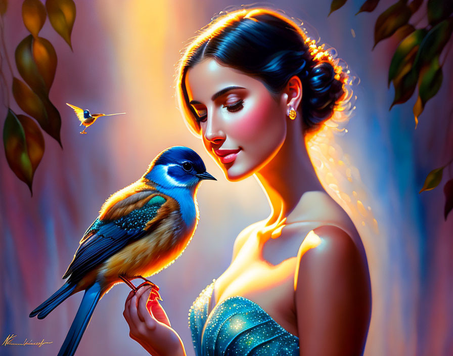 woman and bird