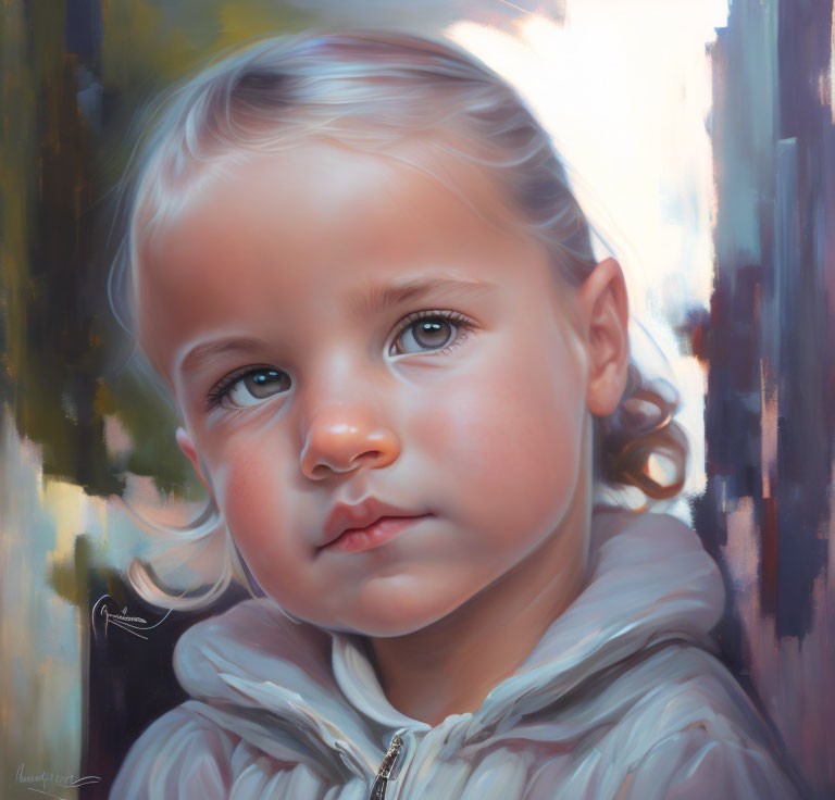 Portrait of Young Child with Piercing Blue Eyes and Soft Curls