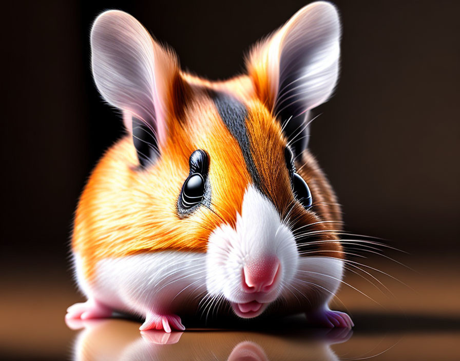Colorful stylized rodent with oversized ears on dark background