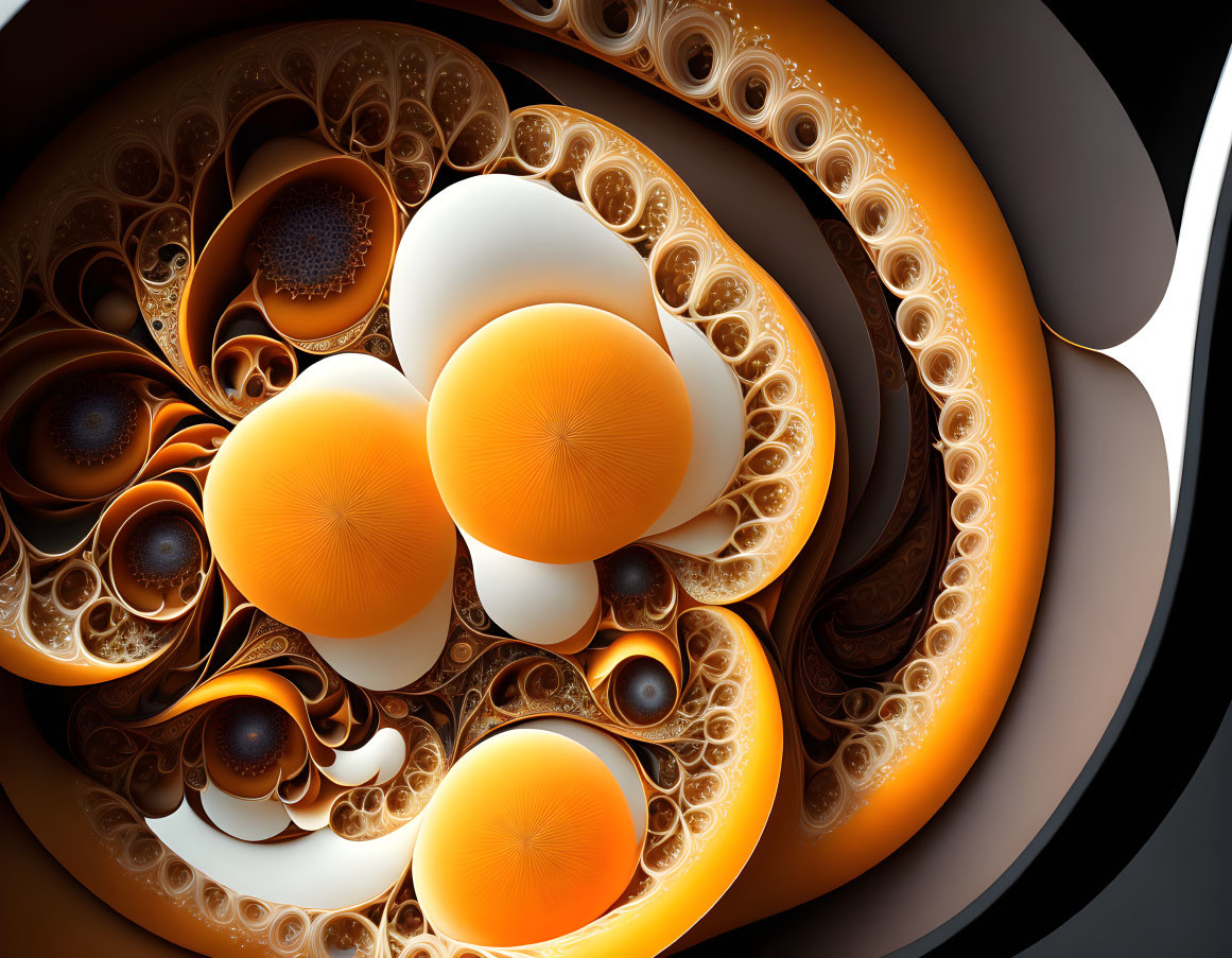 Swirling Sphere Patterns in Orange, Brown, and White