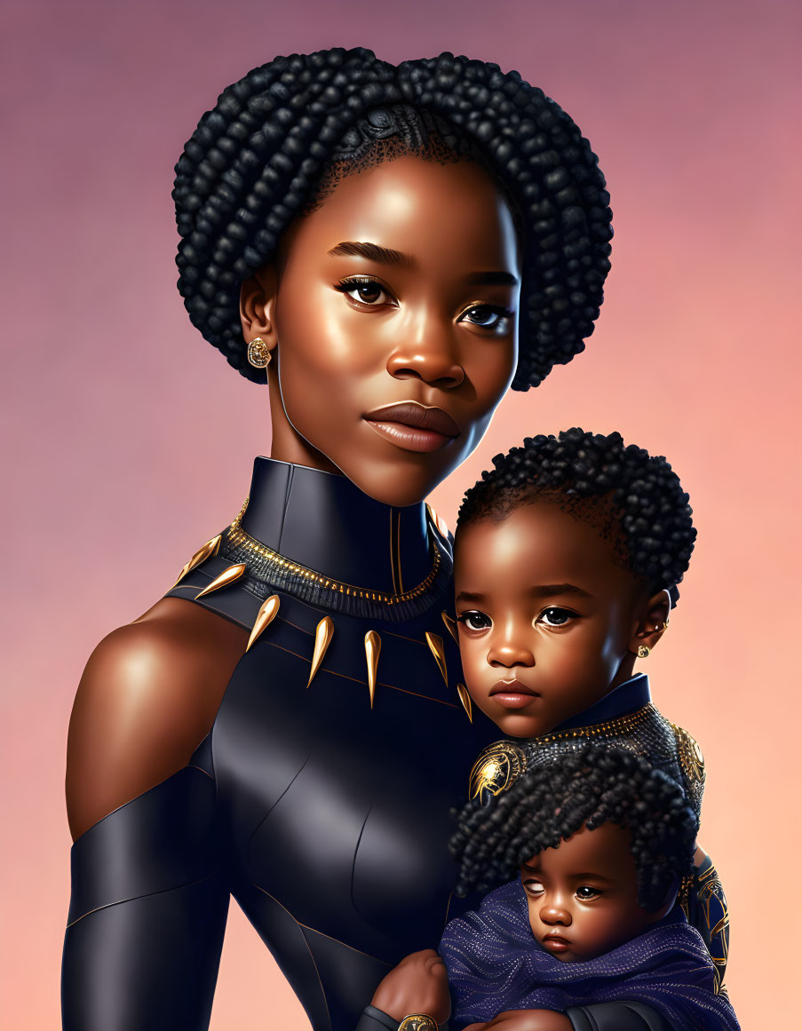Black Panther Shuri with her twins. 