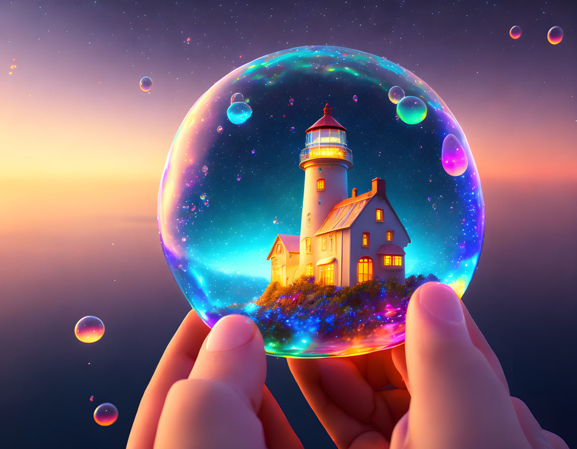 Lighthouse inside bubble 